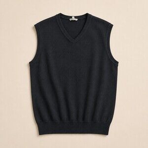 Black OVS V-neck Sweater Vest Classic Sleeveless Knit, Merino blend